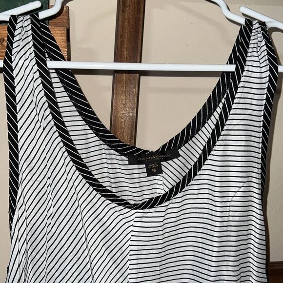 DONNA KARAN Sleepwear Set Tank Top & Shorts Size Medium Black White Purple NWT - Picture 2 of 8